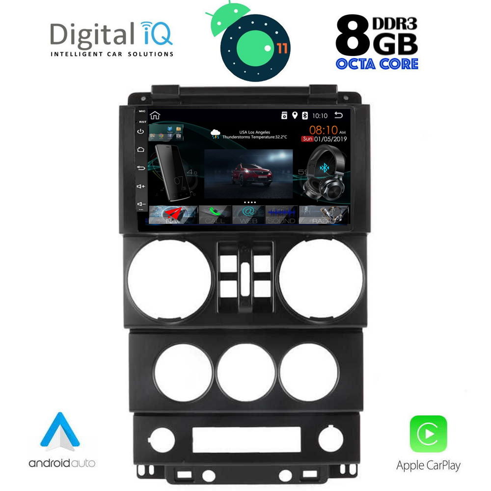 MULTIMEDIA OEM JEEP WRANGLER mod. 2006-2011
ANDROID 11
CPU: CORTEX A55 + A75 64Bit | 8CORE | 2Ghz
RAM DDR3: 8GB | NAND FLASH: 128GB

SUPPORTS STEERING WHEEL COMMANDS
& AMPLIFIE