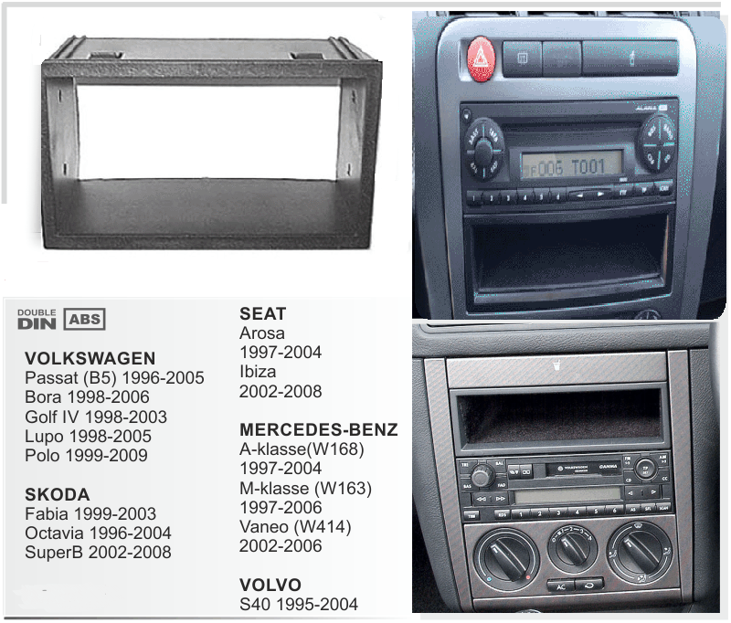 ΠΛΑΙΣΙΟ ΠΡΟΣΘΗΚΗ ΠΡΟΣΟΨΗ ice 1 & 2 DIN για οθόνη ή R/CD Vw Golf IV-Lupo-Passat ’96>, Seat Ibiza-Cordoba >’03 1DIN μαύρο-----RAM-