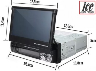 Αναδιπλούμενη οθόνη αυτοκινήτου 7ιντσών με χειροκίνητο μηχανισμο  ICE multimedia  (ΕΛΛΗΝΙΚΟ ΜΕΝΟΥ, USB, MP3, MP5, Bluetooth, Mir