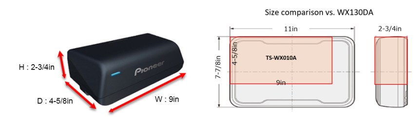 pioneer ts-wx010a ενεργό subwoofer εξοικονόμησης χώρου με ενσωματωμένο ενισχυτή κλάσης-Δ που διαθέτει την έννοια BASS SOUND CREA