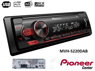 Pioneer MVH-S220dab ( + Τοποθέτηση ) RADIO/Dab, USB,  AUX,  4x50w , 2 RCA Pre-Out. (Front + rear or subwoofer) , Κόκκινο