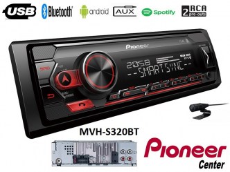 Pioneer MVH-S320bt ( + τοποθέτηση ) radio, usb , aux , BLUETOOTH σχεδιασμένο για android  , κόκκινο