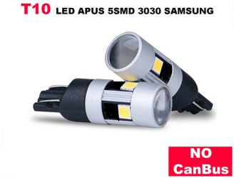 LED T10 APUS 5smd 3030 SAMSUNG με φακό NO CANBUS τιμή τεμαχίου.